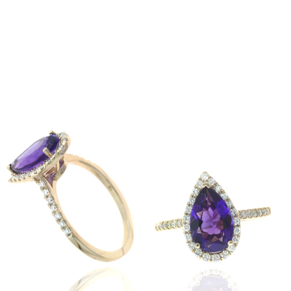 Amethyst  Diamond Ring